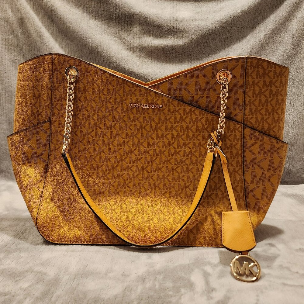 NWT MICHAEL KORS Jet Set Large Logo Chain Strap Bag